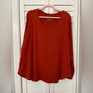 AVA & VIV Rust Colored 1X Long Sleeve T-Shirt